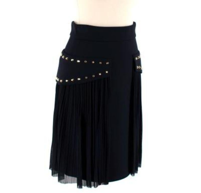 Versace Black Fluid Crepe Studded Skirt For Sale 3