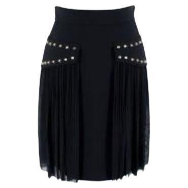 Versace Black Fluid Crepe Studded Skirt For Sale