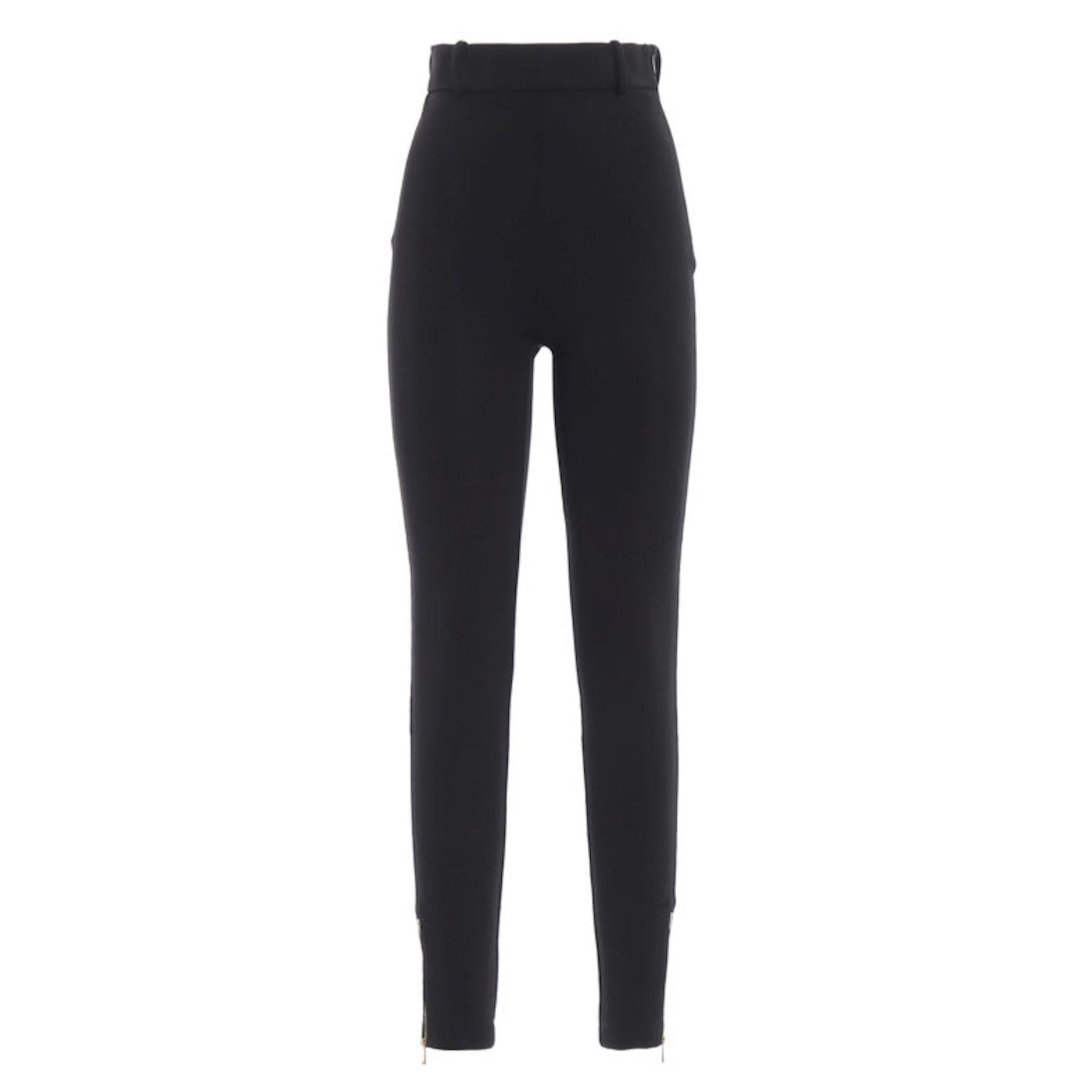 Versace Black Formal Knit Fitted Leggings / Pants Size 36 For Sale