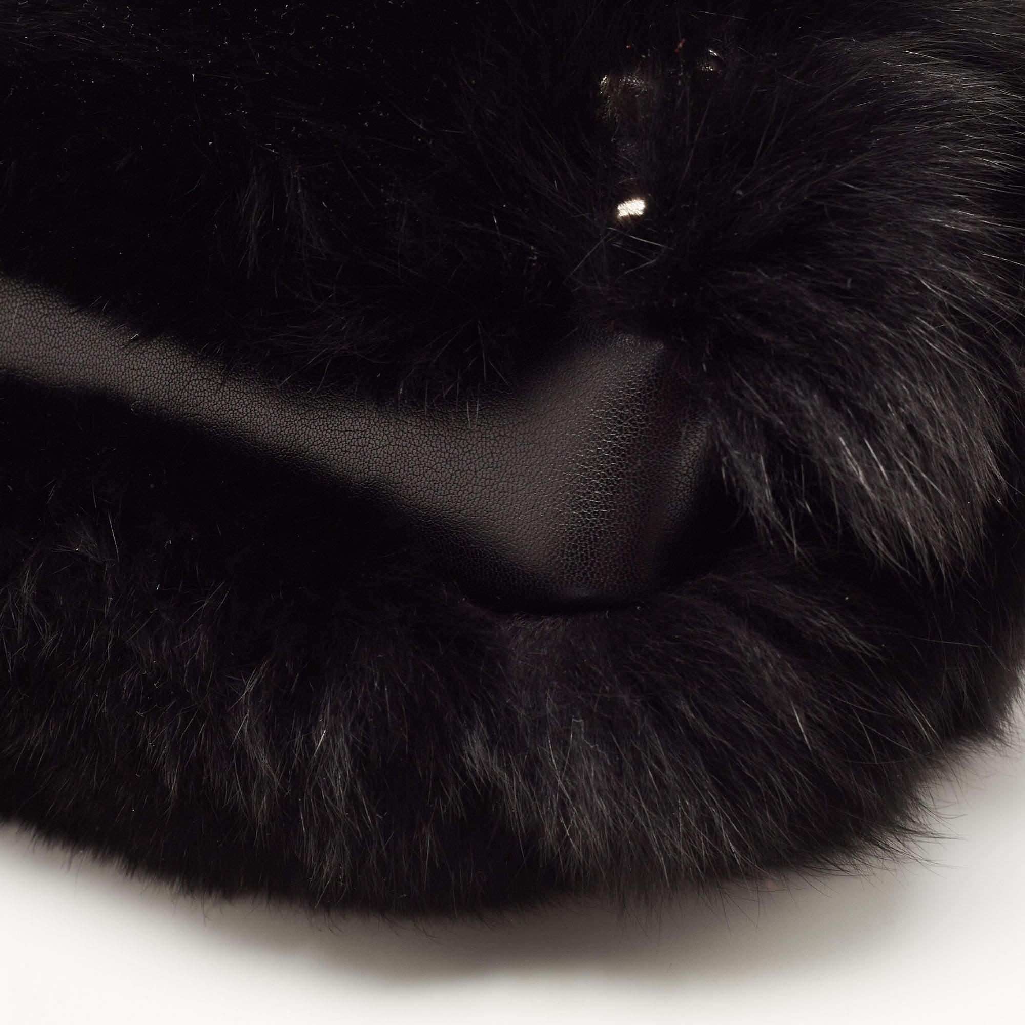 Versace Black Fox Fur And Leather Hit Satchel 2