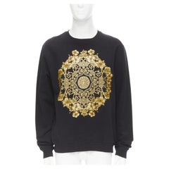 VERSACE Schwarzer Gold Barocco Hibiscus Medusa Baumwollpullover S