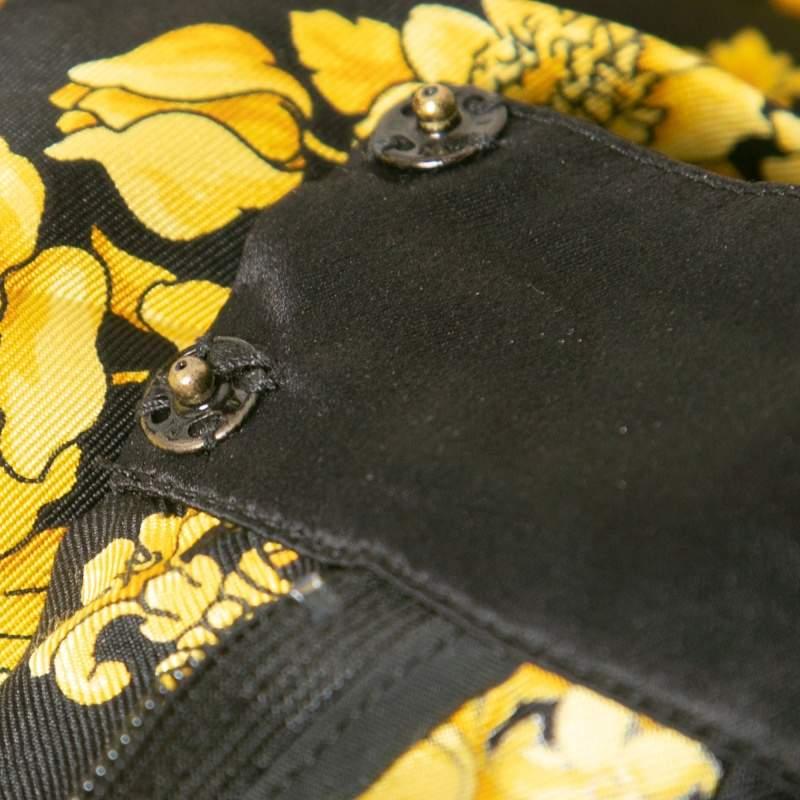 Versace Black/Gold Baroque Printed Silk Pleated Mini Skirt S 1