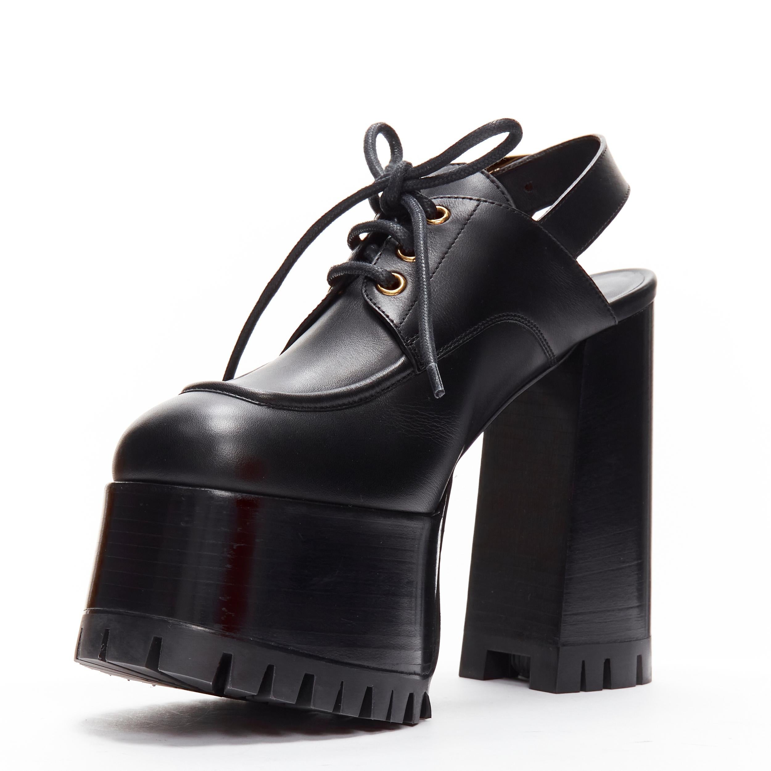 VERSACE negro hebilla dorada sling back negro 130mm plataforma mocasín EU37 en Excelente estado para la venta en Hong Kong, NT