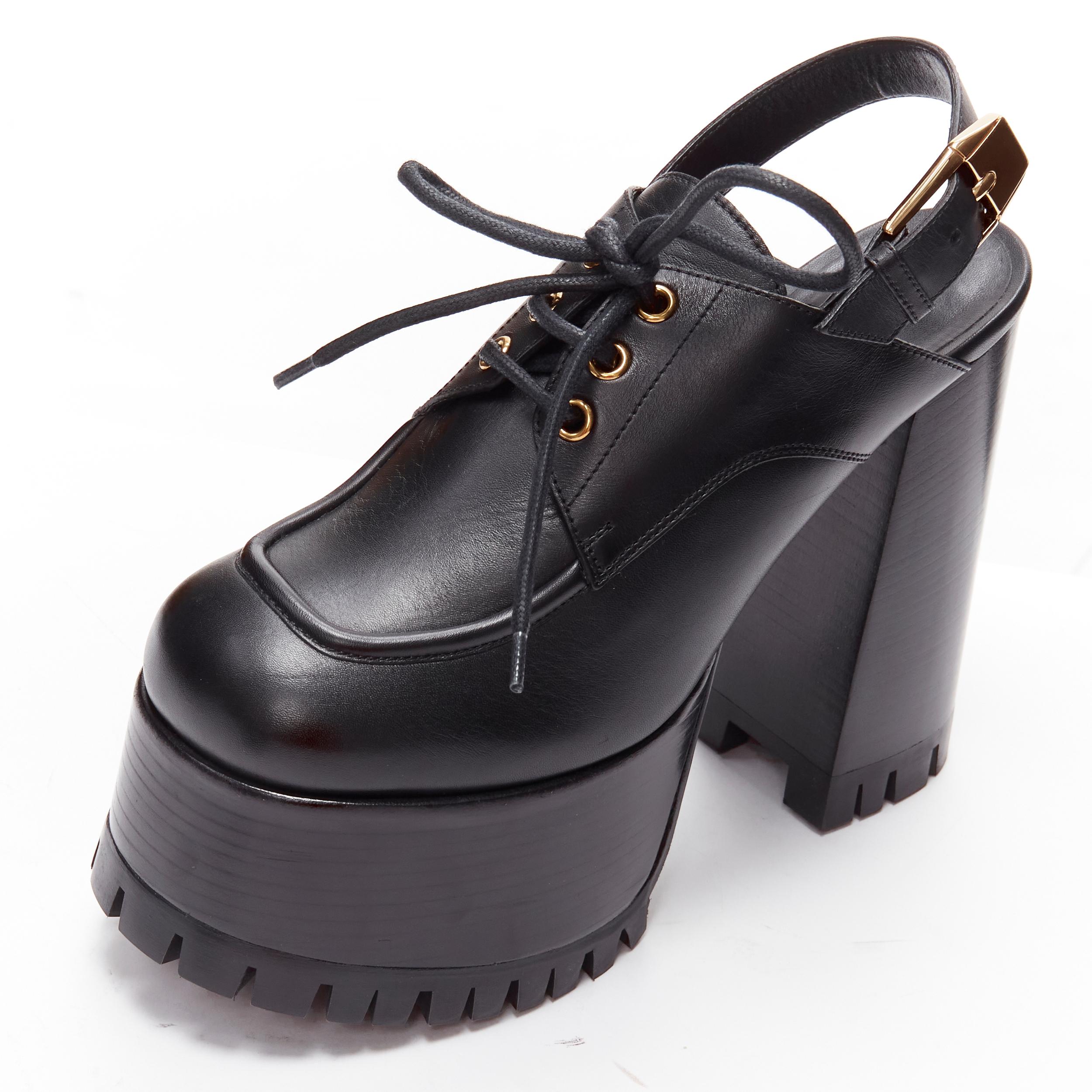 VERSACE negro hebilla dorada sling back negro 130mm plataforma mocasín EU37 en venta 1