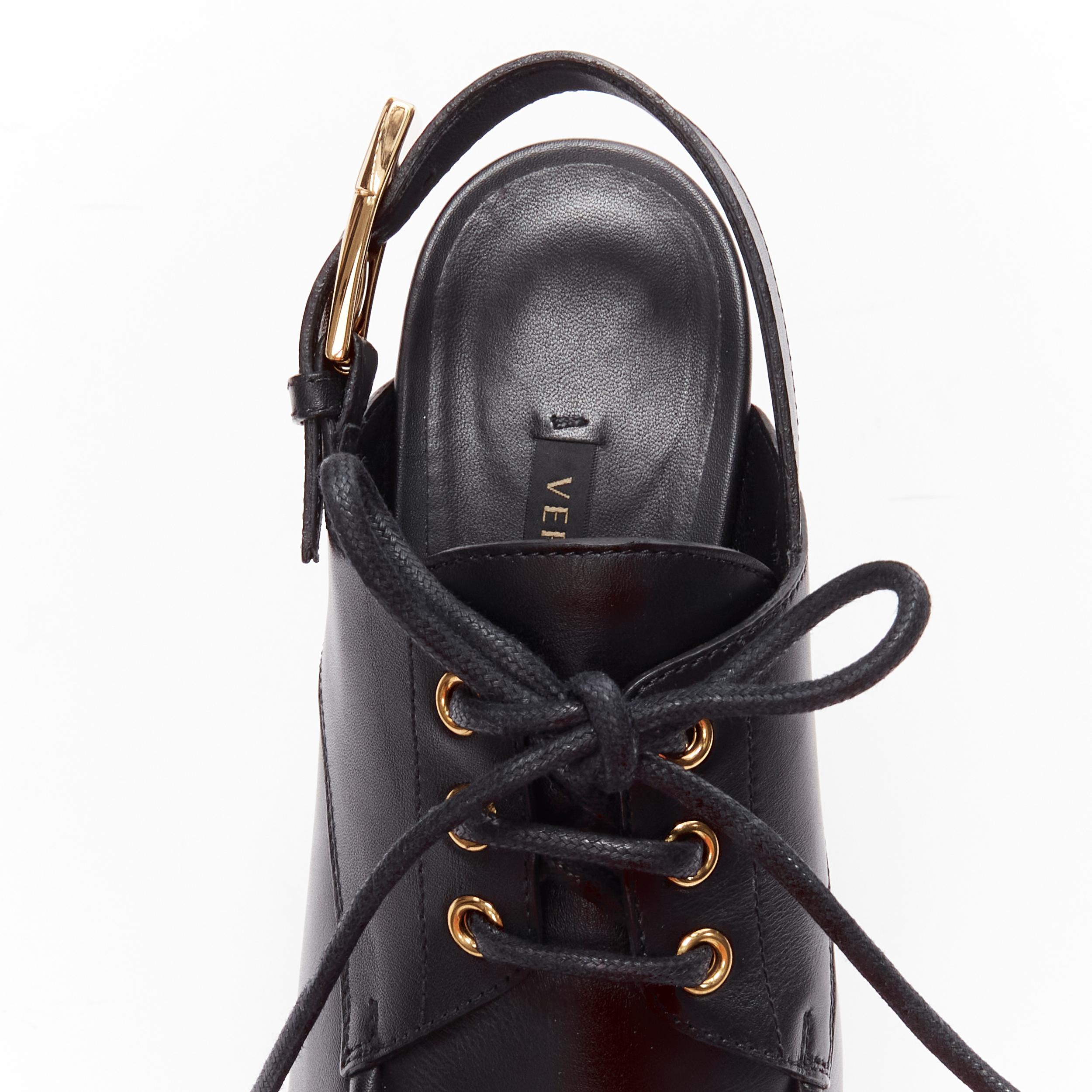 VERSACE negro hebilla dorada sling back negro 130mm plataforma mocasín EU37 en venta 2