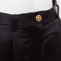VERSACE black gold Greca embroidered crystal trim mini short shorts IT40 S