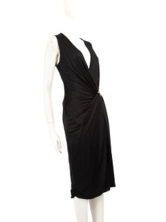 Versace Black Gold Medusa Buckle Dress Size M