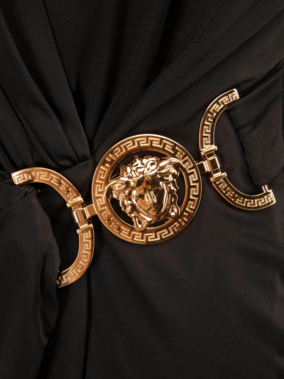 Versace Black Gold Medusa Buckle Dress Size M 1