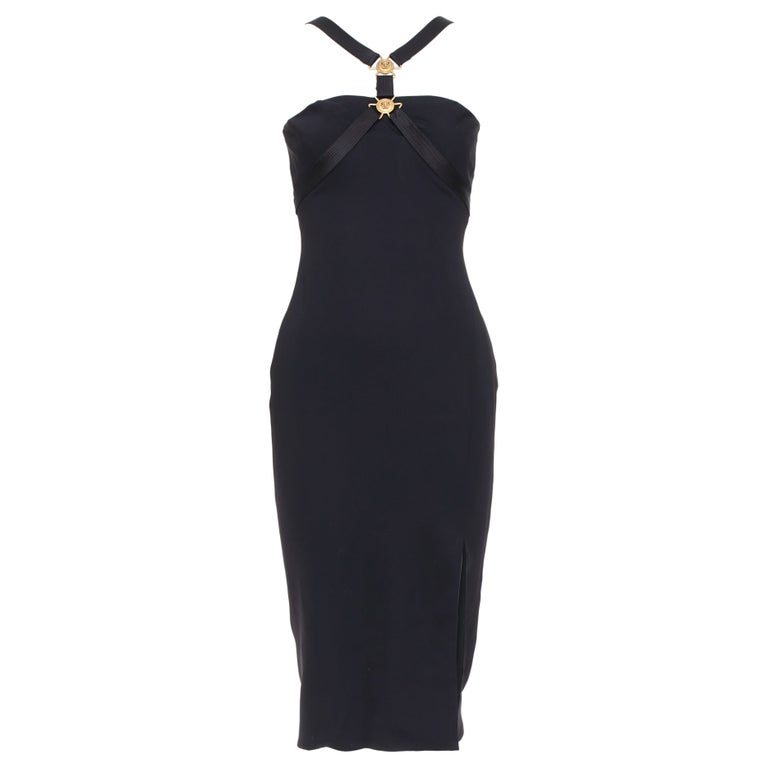 medusa black dress VERSACE gold plaque bondage accent midi harness IT38 XS For Sale at 1stDibs GL(тога) 23 Color:M-Dusk Versace black spirit tee Men's Casual Business Wedding