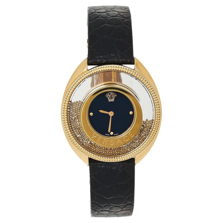 Versace Black Gold Plated Leather Destiny Spirit 86Q Women display picture 2
