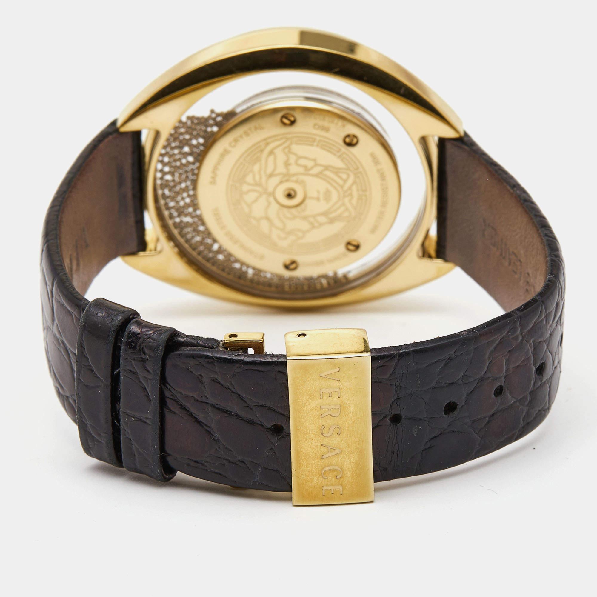 A timeless silhouette made of high-quality materials and packed with precision and luxury makes this Versace wristwatch the perfect choice for a sophisticated finish to any look. It is a grand creation to elevate the everyday experience.

