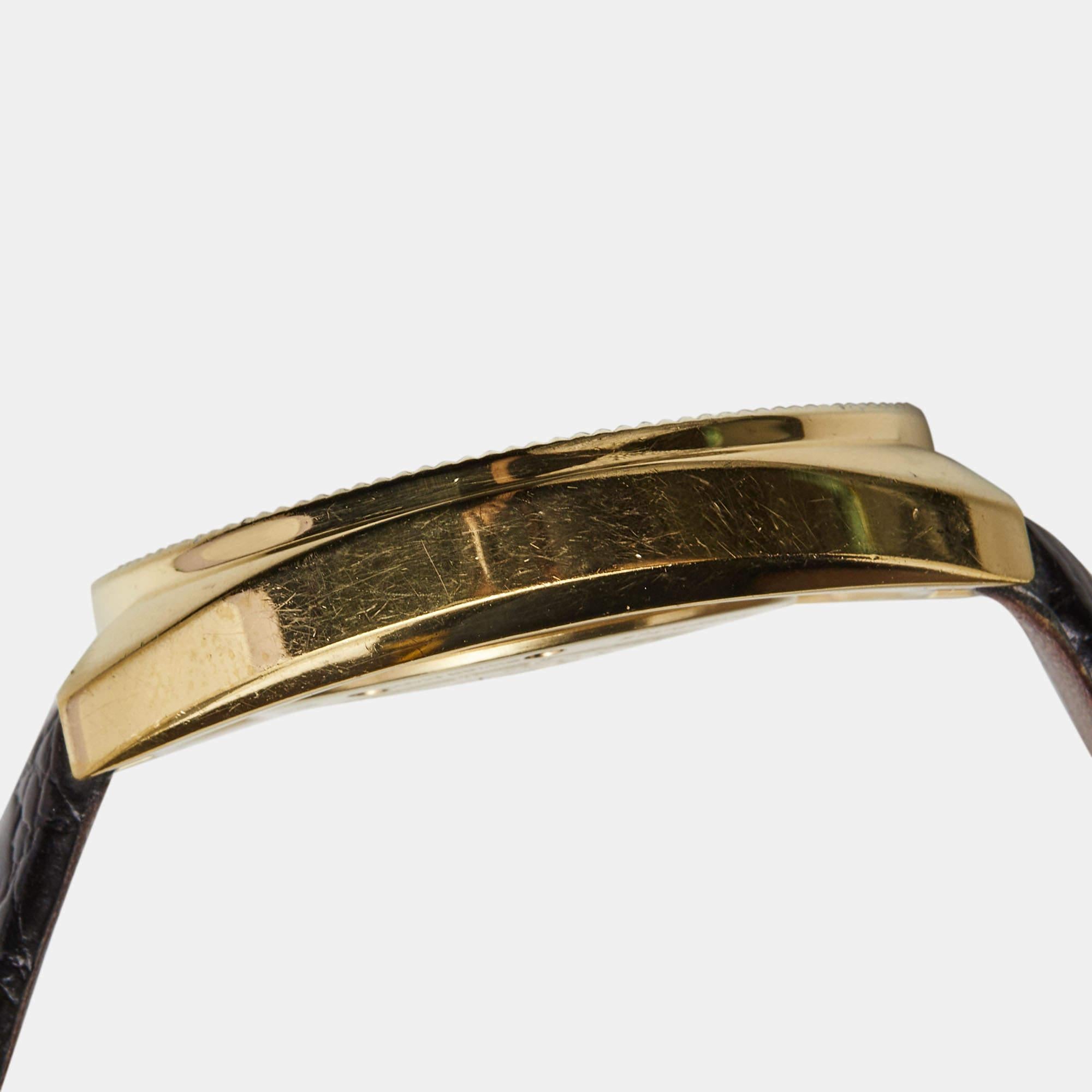 Versace Black Gold Plated Stainless Steel Leather Destiny Spirit 86Q Women's In Good Condition In Dubai, Al Qouz 2