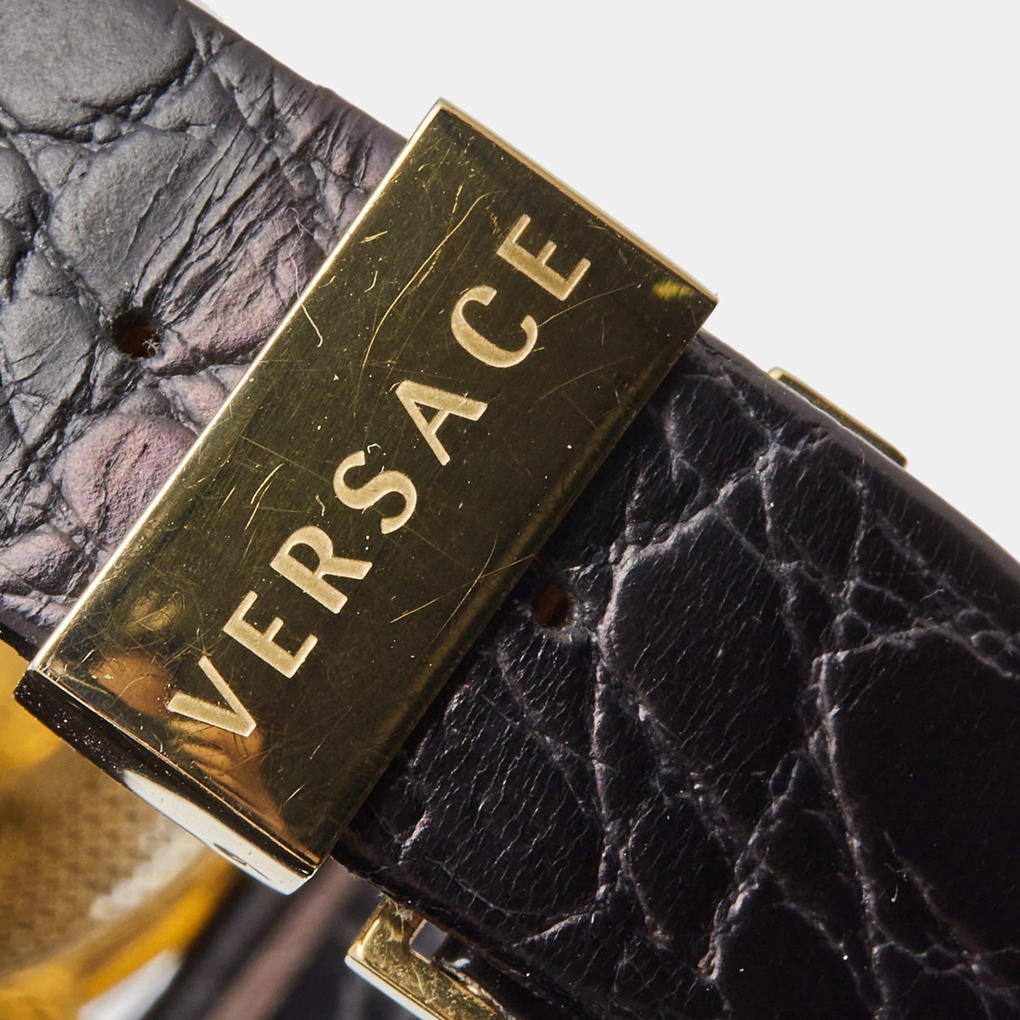 Versace Black Gold Plated Stainless Steel Leather Destiny Spirit 86Q Women's 2