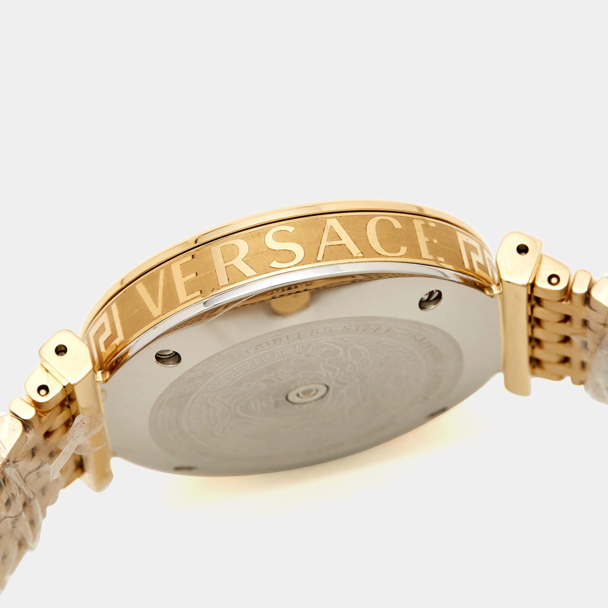 Versace Black Gold Plated Stainless Steel V-Twist Women's Wristwatch 36 mm 2
