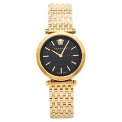 Versace Black Gold Plated Stainless Steel V-Twist Women's Wristwatch 36 mm