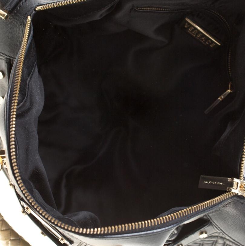 Versace Black/Gold Quilted Leather Satchel 2