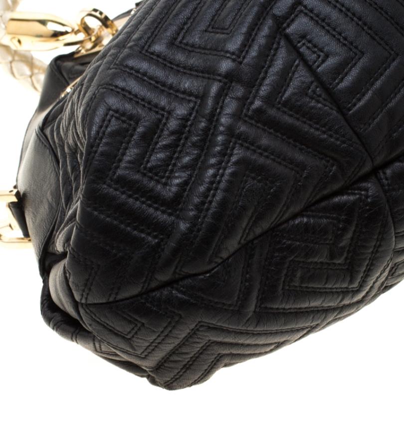 Versace Black/Gold Quilted Leather Satchel 5
