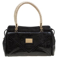 Versace Black/Gold Quilted Patent Leather Satchel