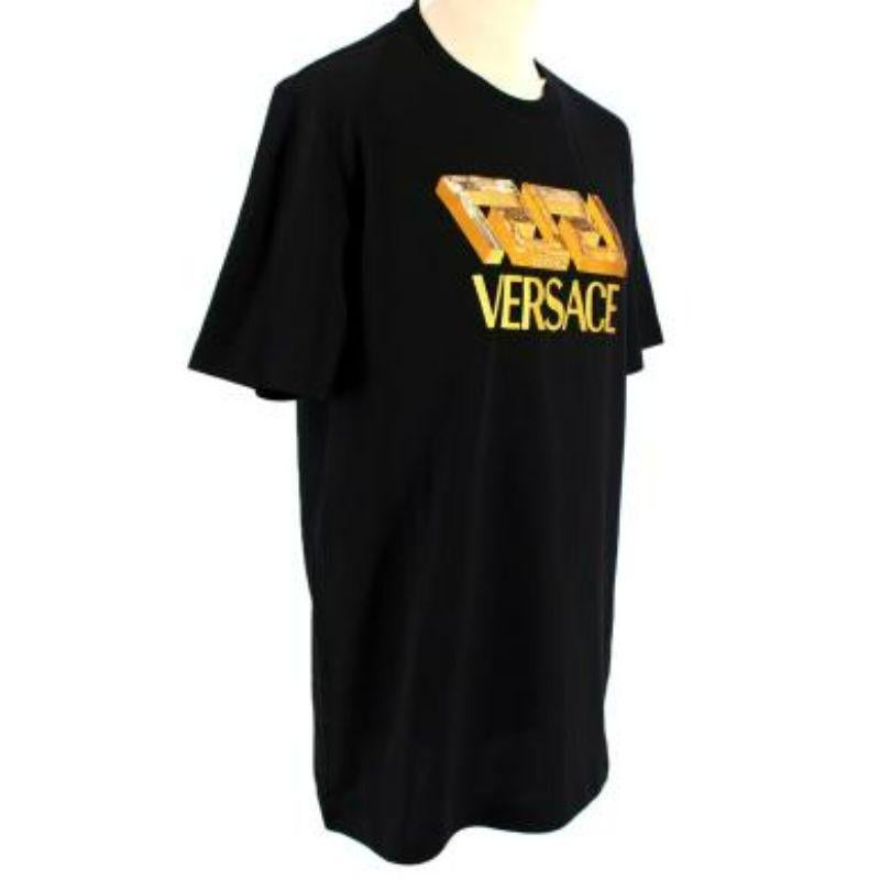 Versace Black & Gold Sequin Embroidered T-shirt In Excellent Condition For Sale In London, GB