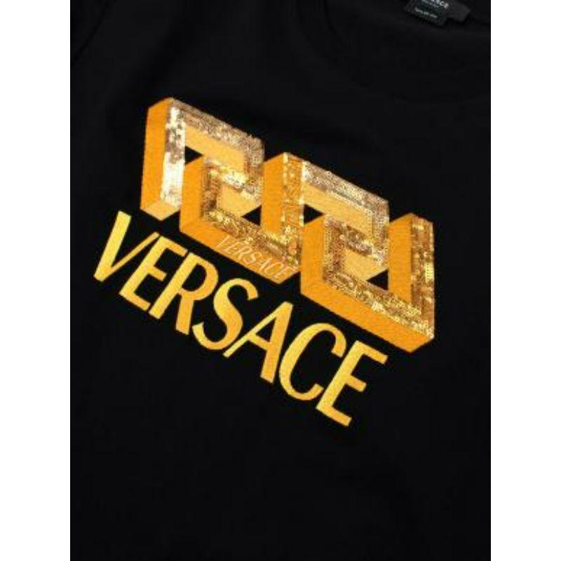 Women's Versace Black & Gold Sequin Embroidered T-shirt For Sale