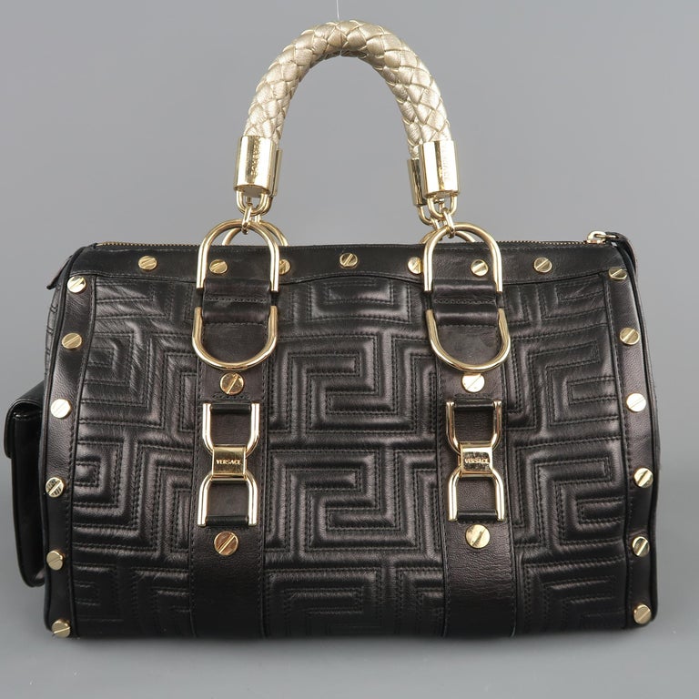 Versace Black Handbag With Gold Hardware