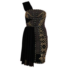 Versace Black Gold Studs Cocktail Dress