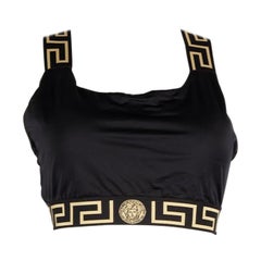 Versace Black Greca Border Swim Bikini Top Size XS