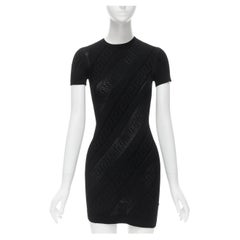 VERSACE black Greca jacquard knit bodycon mini dress IT38