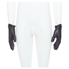 VERSACE Gants noirs en cuir matelassé avec logo Méduse argenté M
