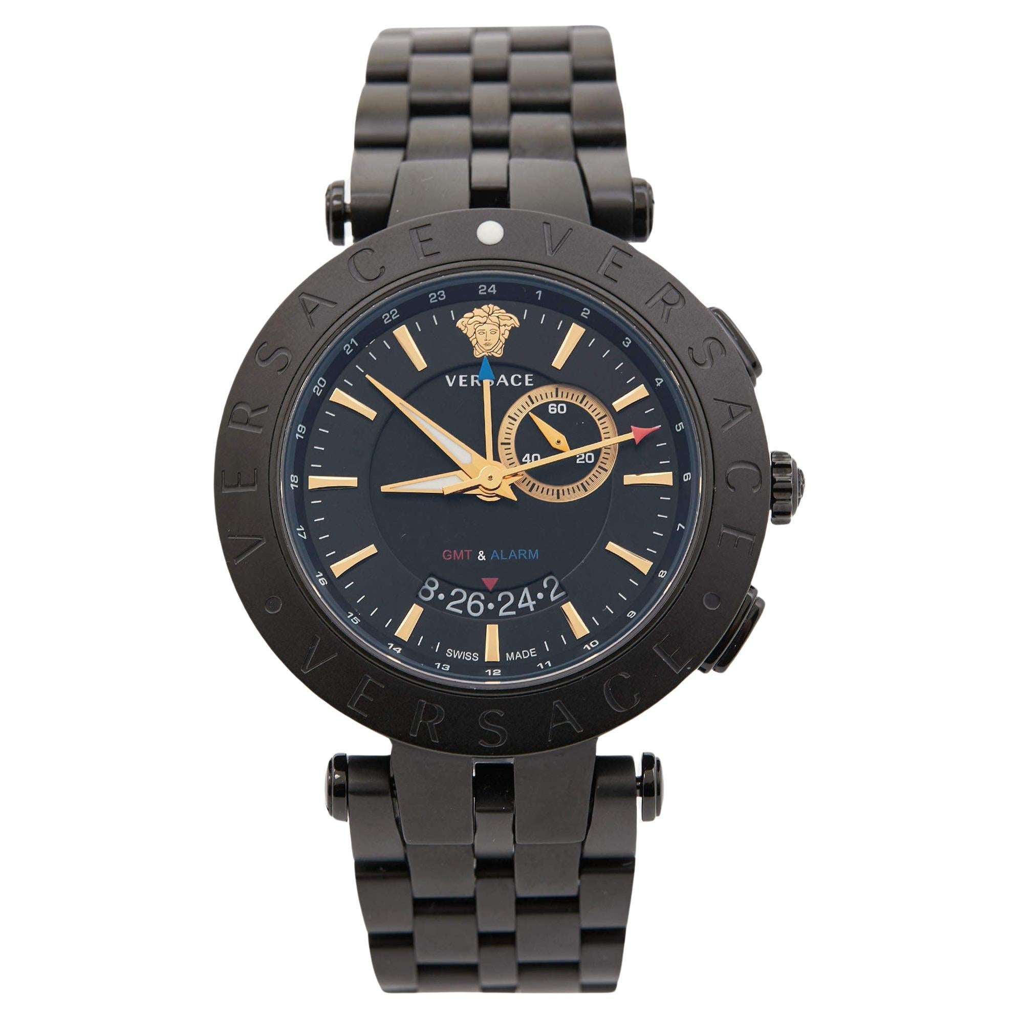 Versace Black Ion Plated Stainless Steel V-Race 29G Men's Wristwatch 46 mm