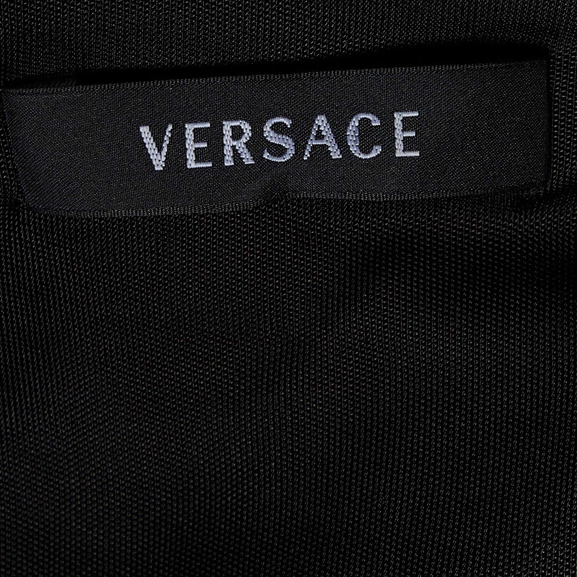 Women's Versace Black Jersey Crystal Greca Embellished Tank Top M For Sale