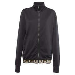 Versace Black Jersey Medussa Detail Zip Front Jacket XXL