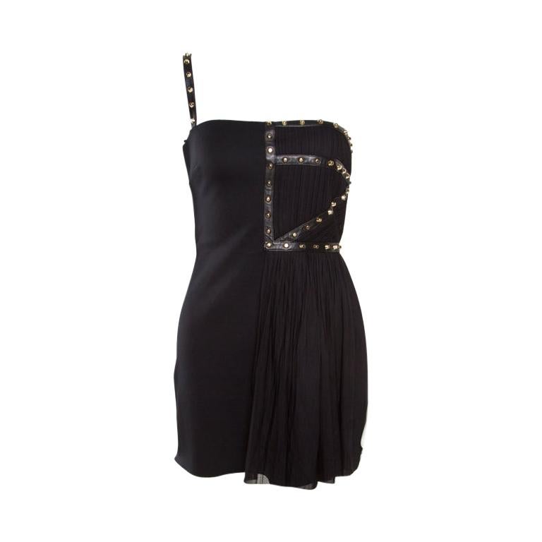 Versace Black Jersey Plisse Overlay 