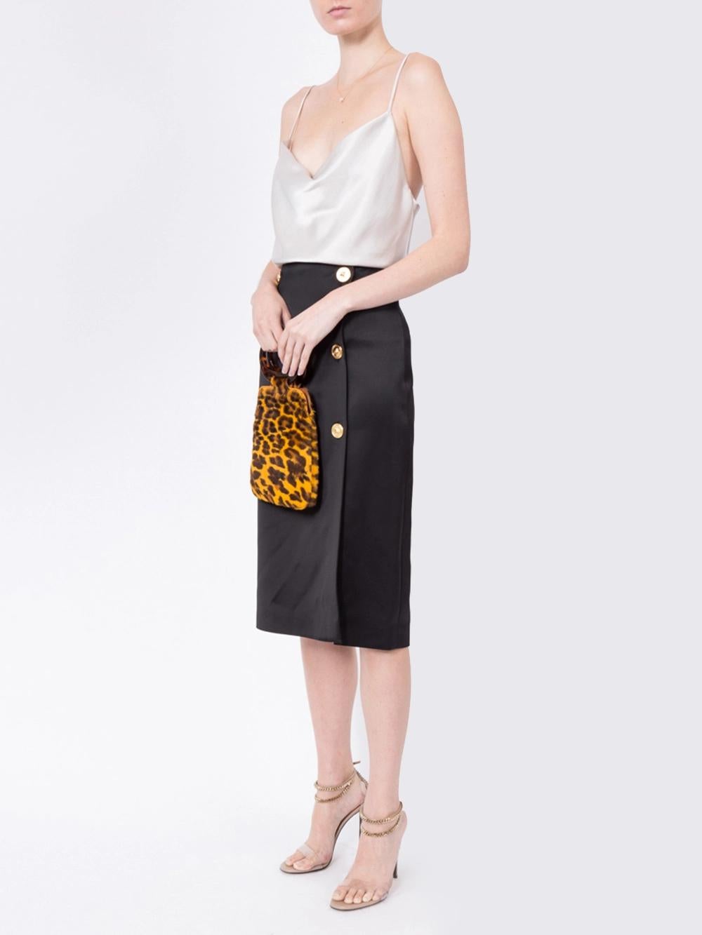 black pencil skirt with gold buttons