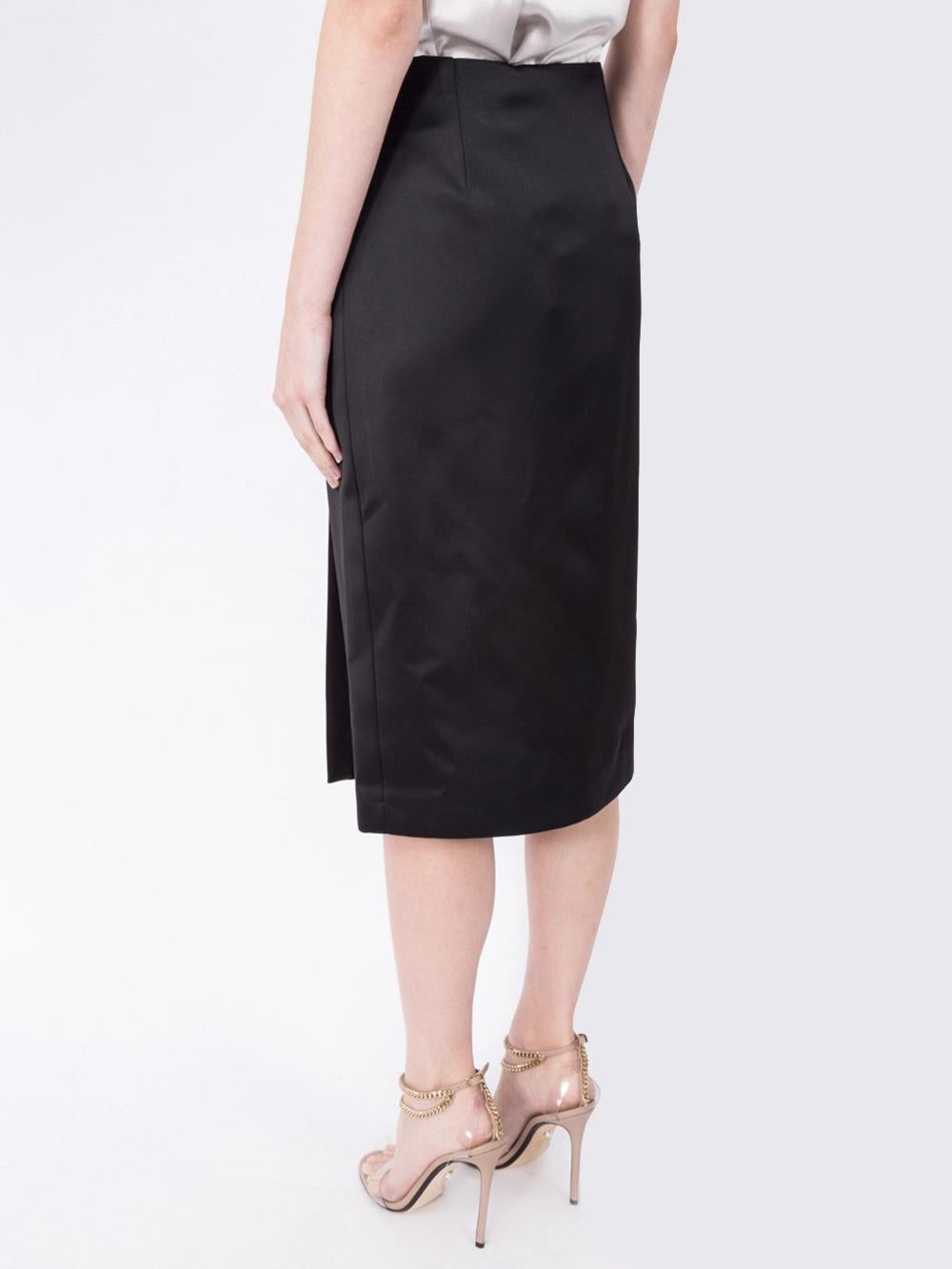 Women's Versace Black Knee Length Pencil Skirt with Gold-Tone Medusa Buttons Size 40