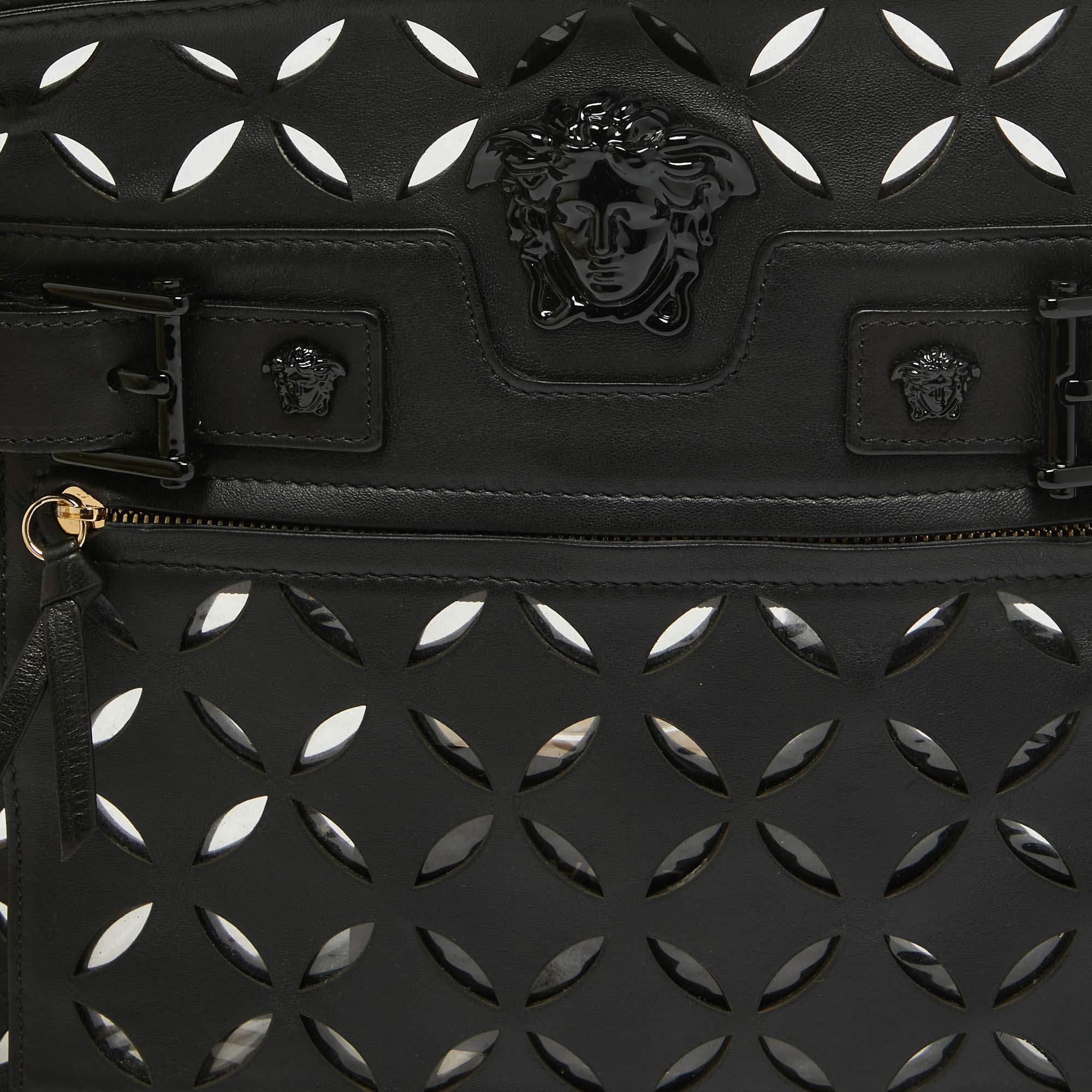 Versace Black Lasecut Leather and PVC Medusa Shoulder Bag 1