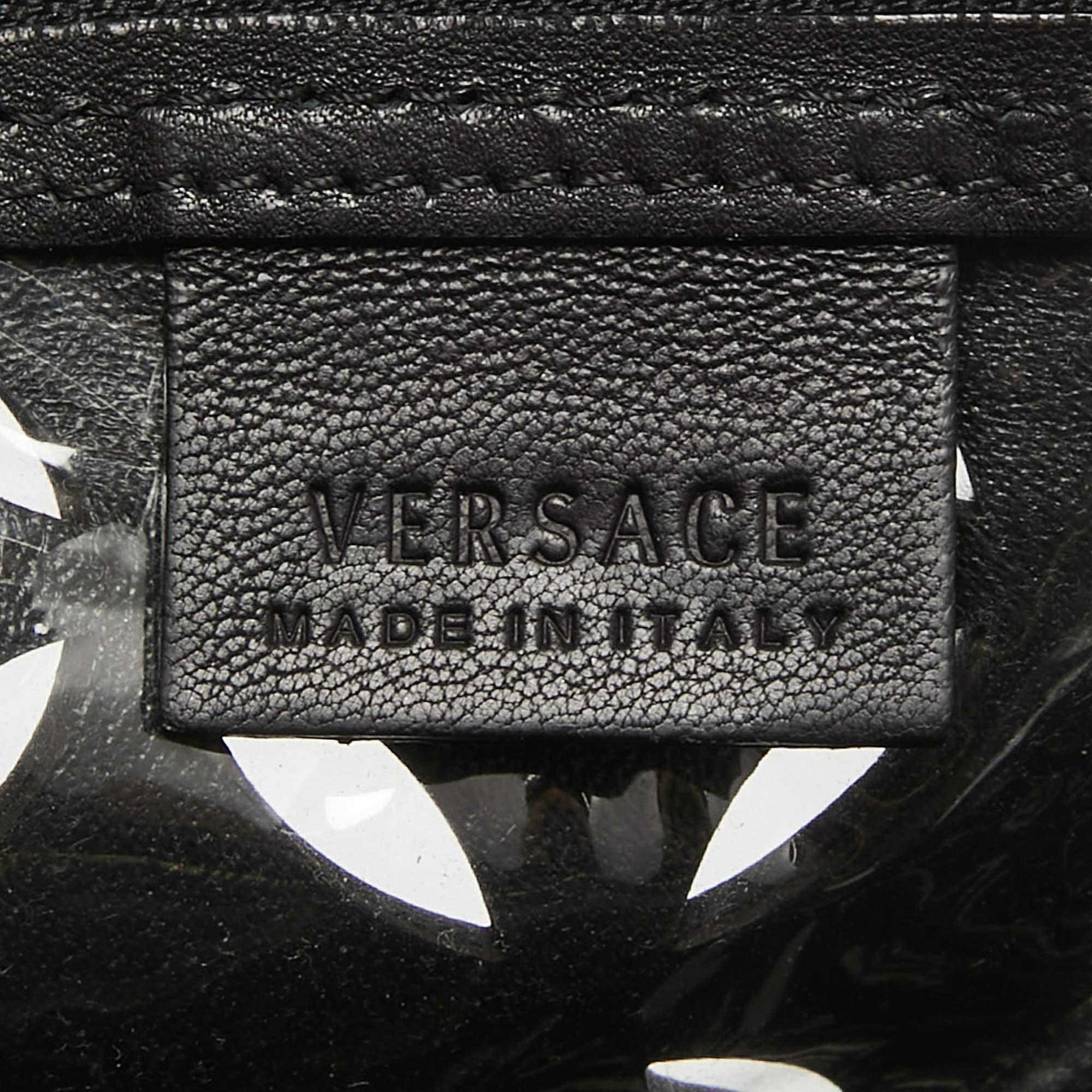 Versace Black Lasecut Leather and PVC Medusa Shoulder Bag 4