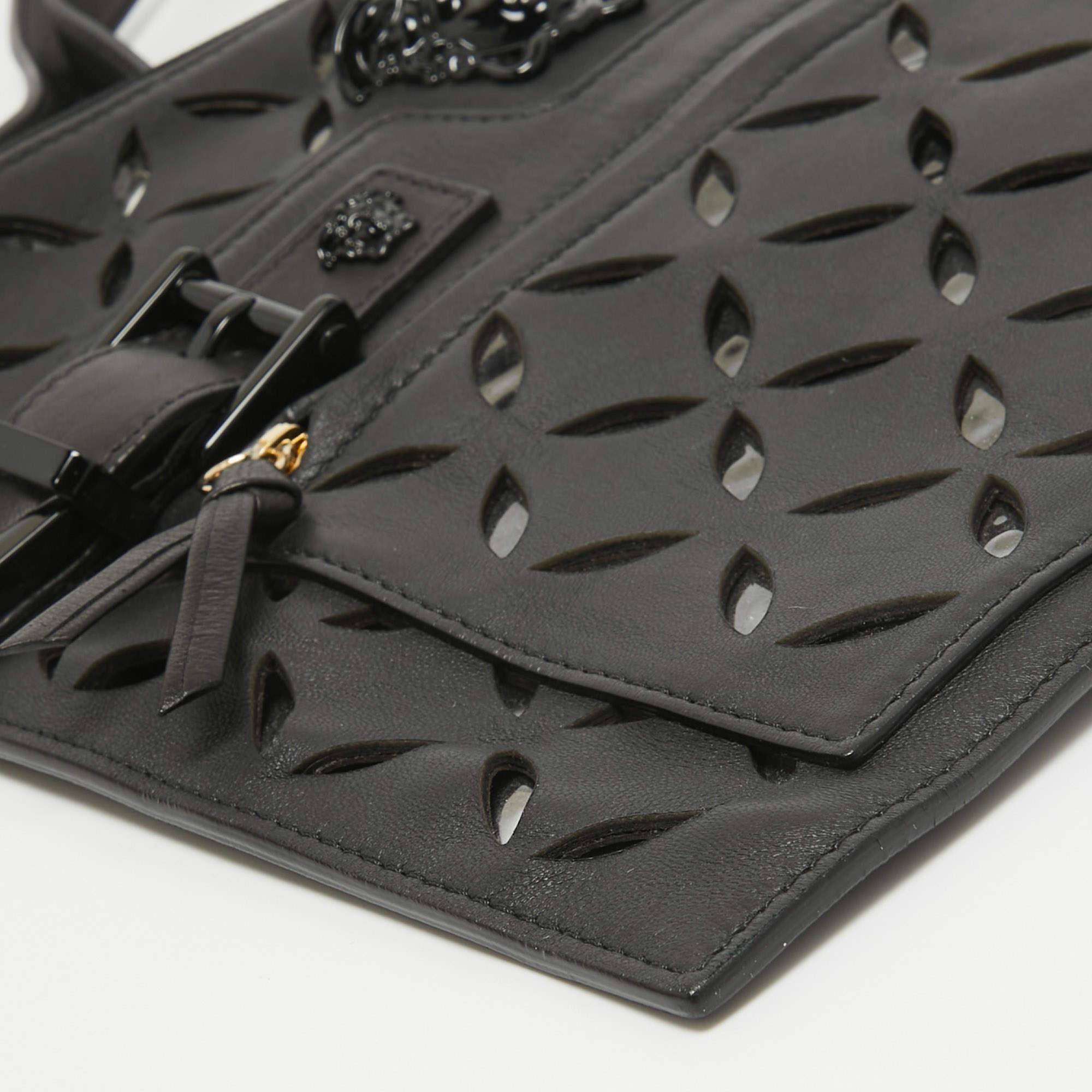 Versace Black Lasecut Leather and PVC Medusa Shoulder Bag 5