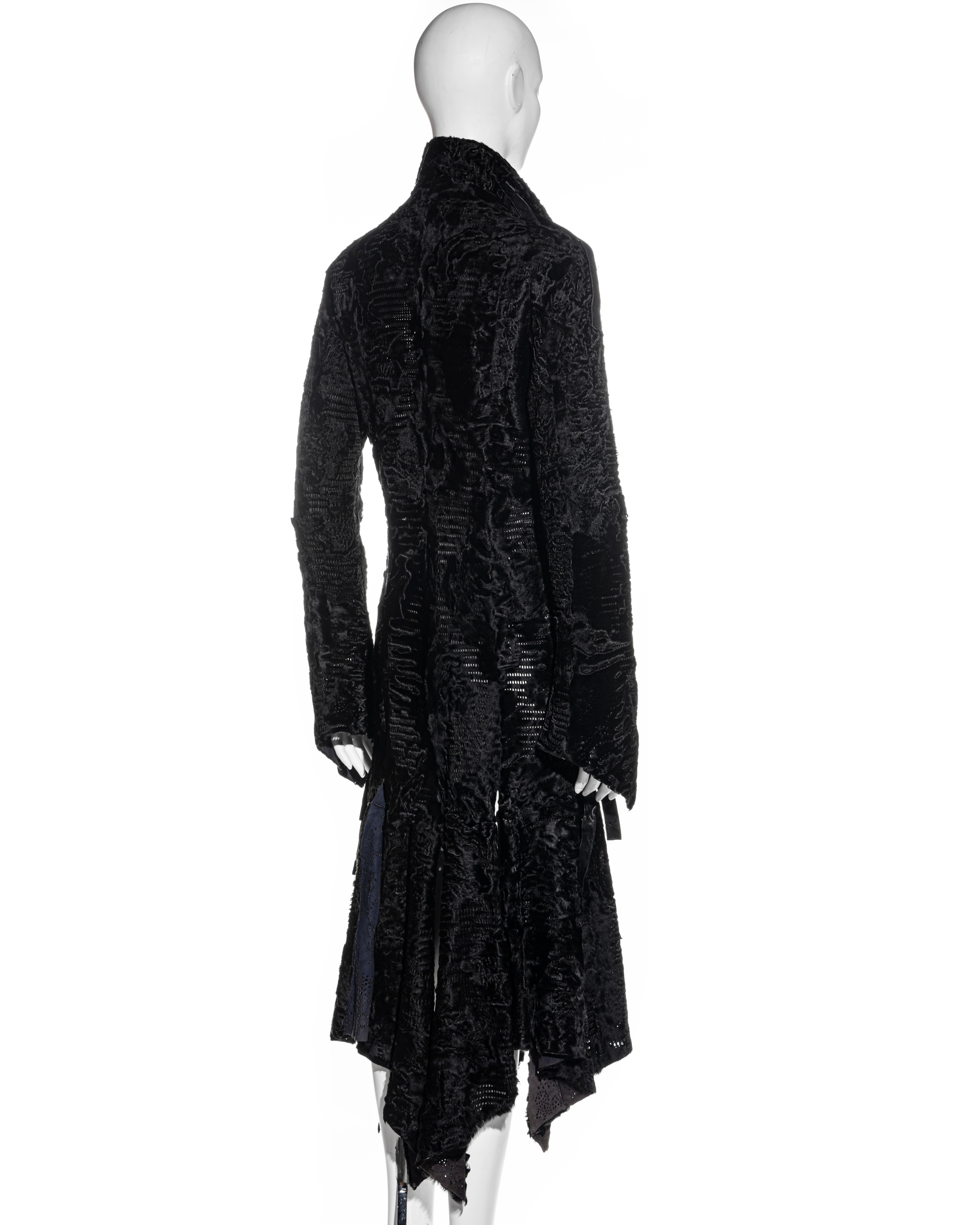 Versace black laser-cut lambskin coat with leather bondage straps, fw 2004 For Sale 2
