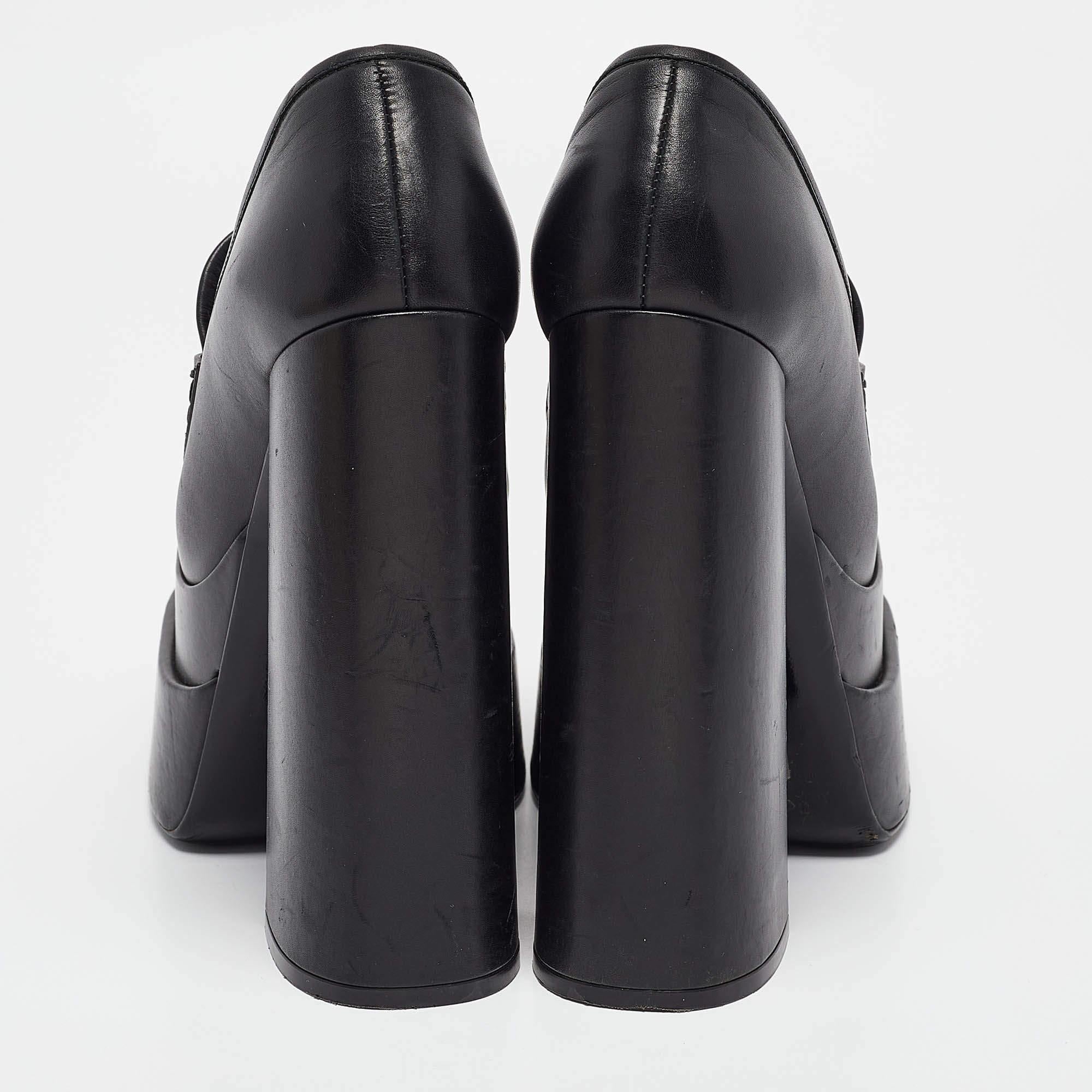 Versace Black Leather Aevitas Block Heel Pumps Size 36 For Sale 1