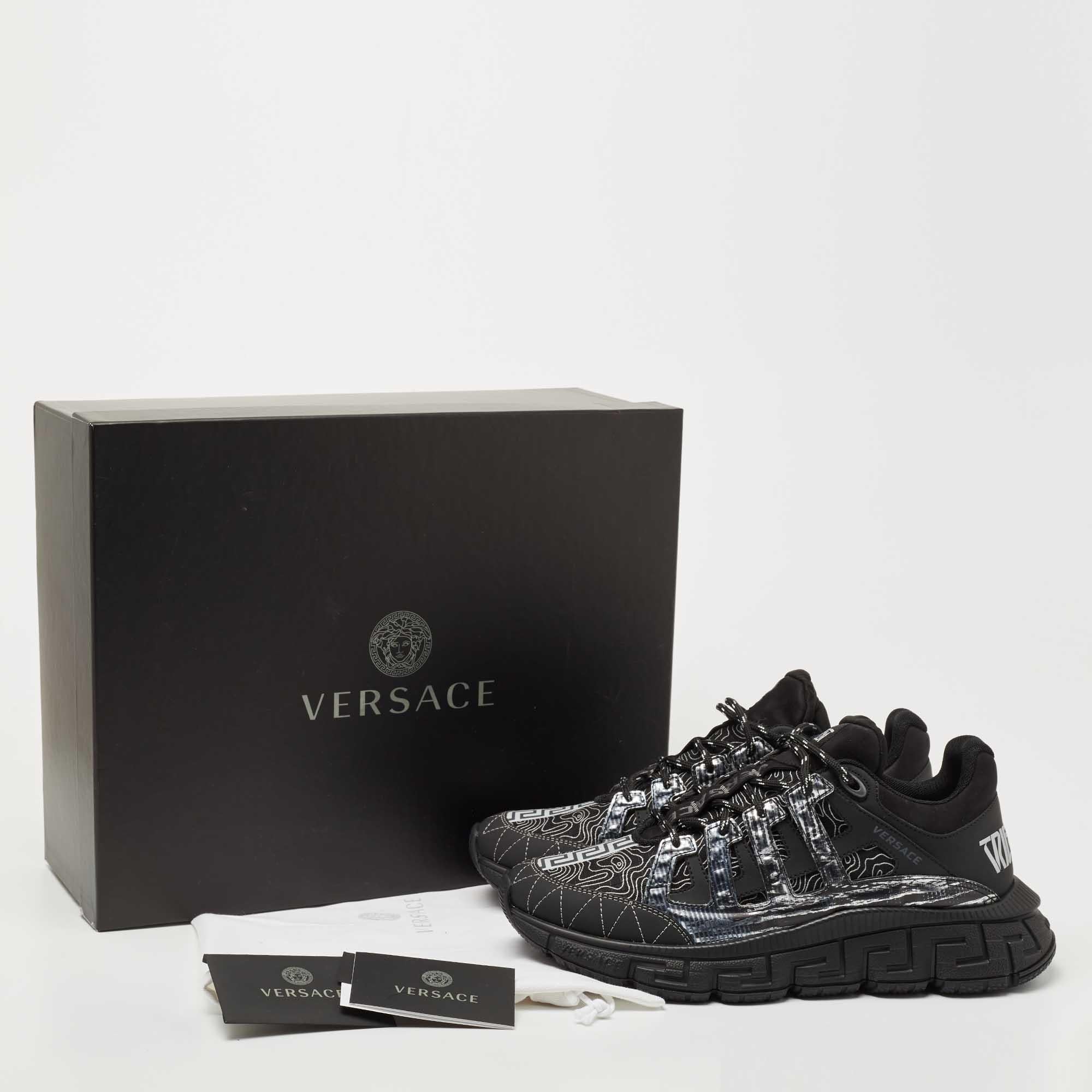 Versace Black Leather and Fabric Trigreca Low Top Sneakers Size 42 4