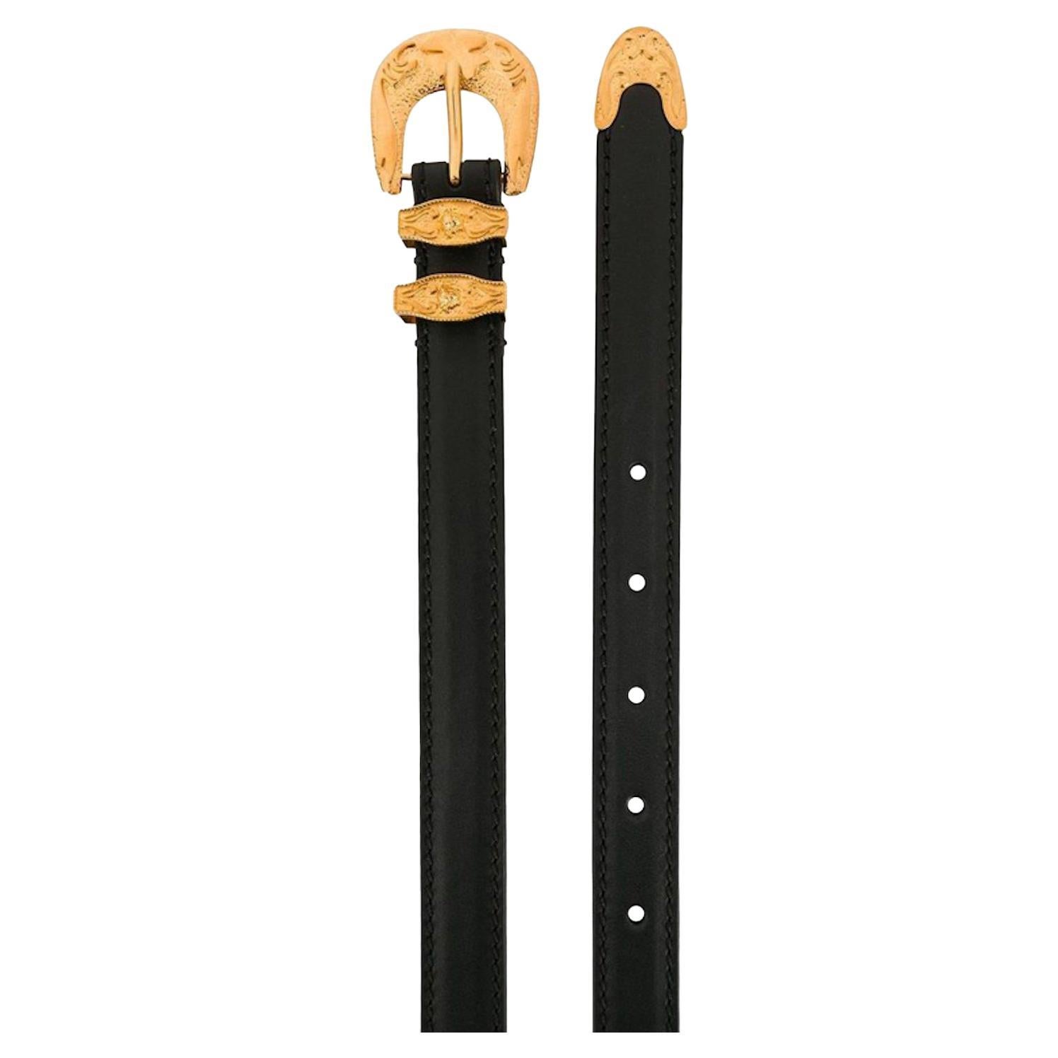 Versace Medusa Head Black Leather Belt Size 85 34 For Sale At 1stDibs 