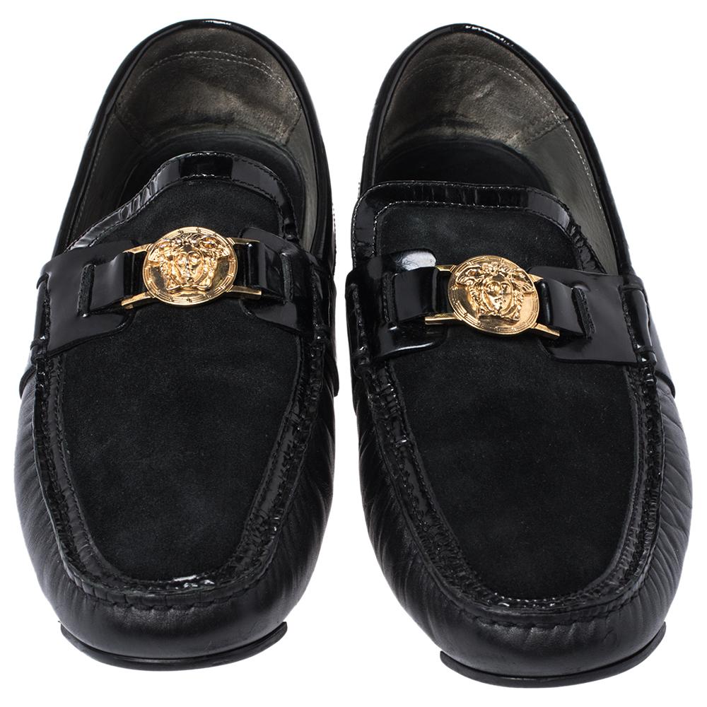 versace black leather medusa loafers
