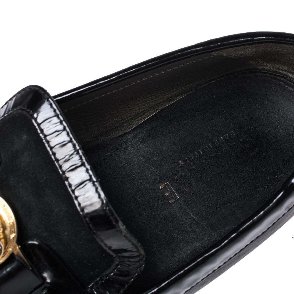 Versace Black Leather And Suede Medusa Loafers Size 44 1
