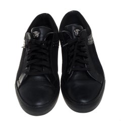 Versace Black Leather And Suede Medusa Studded Low Top Sneakers Size 43