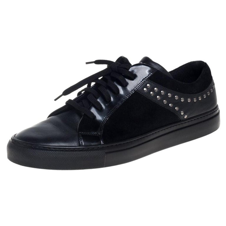 Versace Black Leather And Suede Medusa Studded Low Top Sneakers Size 43 ...