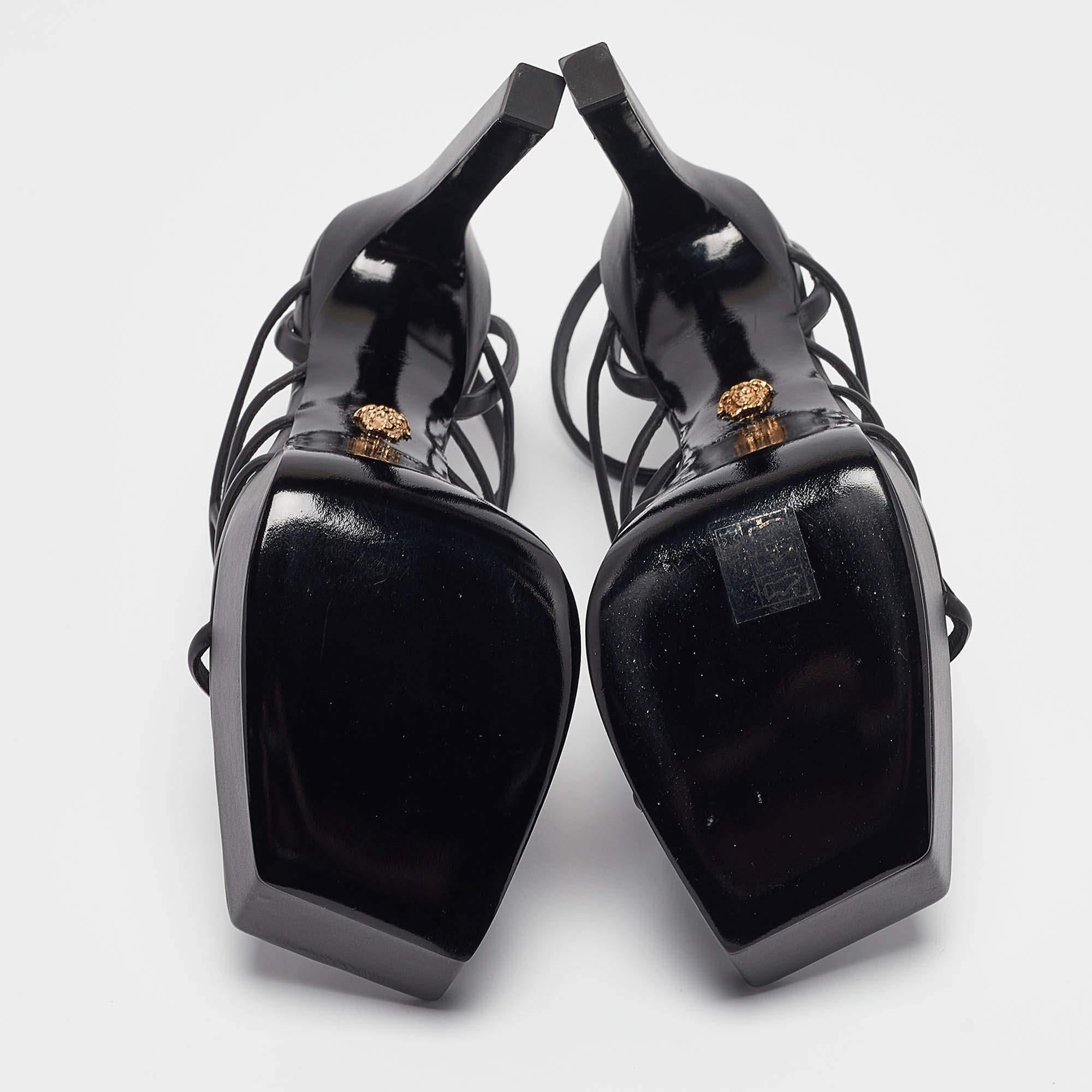 Versace - Sandales à lanières en cuir noir - Taille 41 1