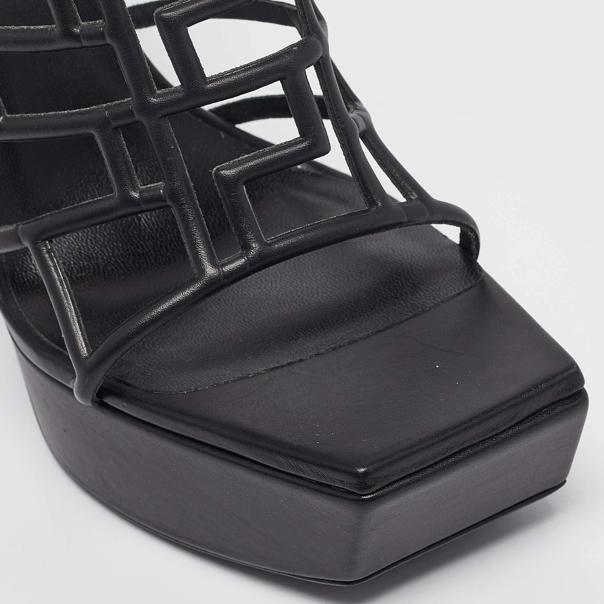 Versace - Sandales à lanières en cuir noir - Taille 41 2