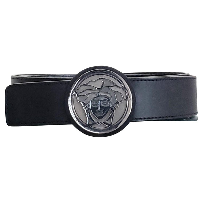 Authentic NWT Versace Black Multicolor Leather Belt Men Medusa