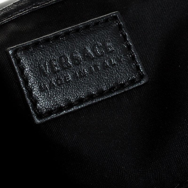 Versace Black Leather Chain Flap Shoulder Bag 6